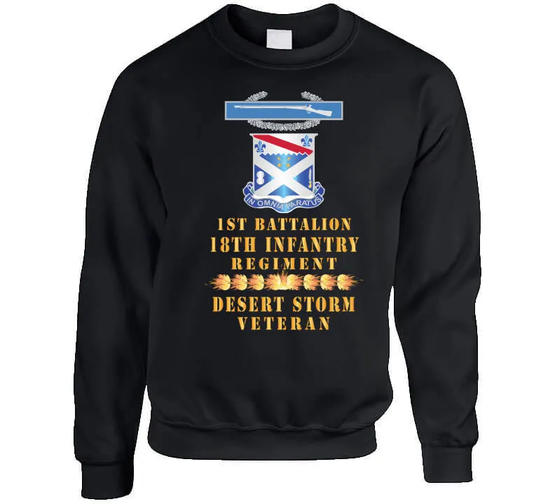 1st Bn 18th Inf W Dui - Cib - Desert Storm Vet W Fireball Line X 300 T Shirt