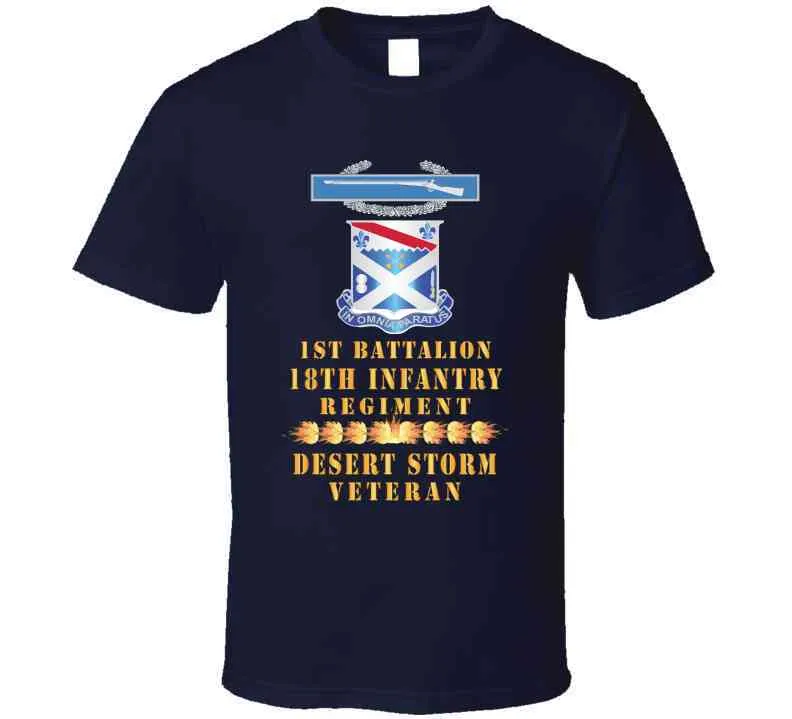 1st Bn 18th Inf W Dui - Cib - Desert Storm Vet W Fireball Line X 300 T Shirt