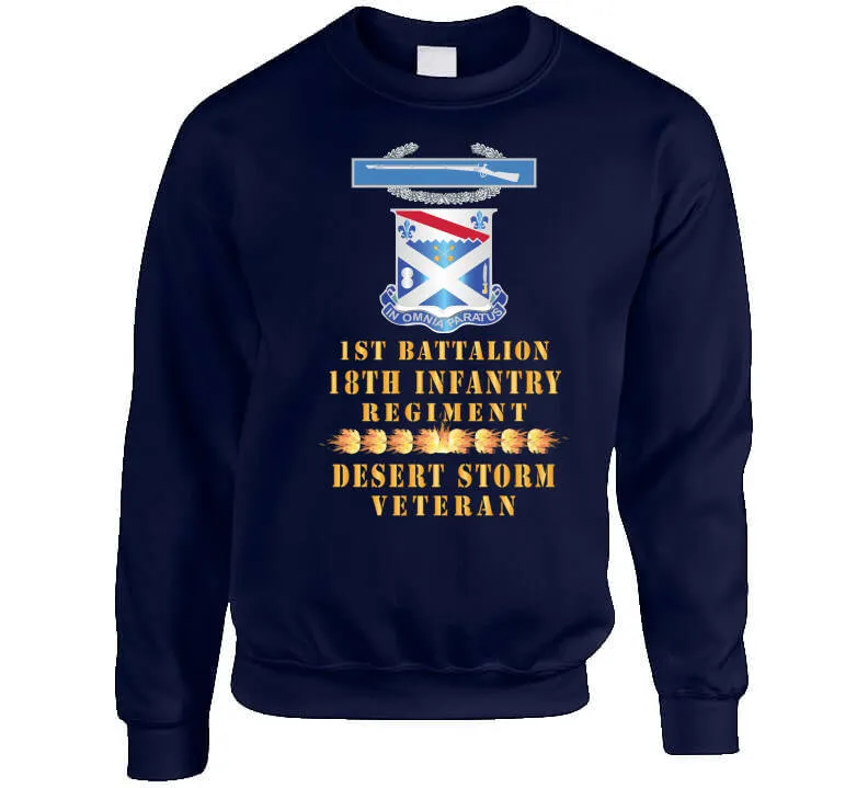 1st Bn 18th Inf W Dui - Cib - Desert Storm Vet W Fireball Line X 300 T Shirt