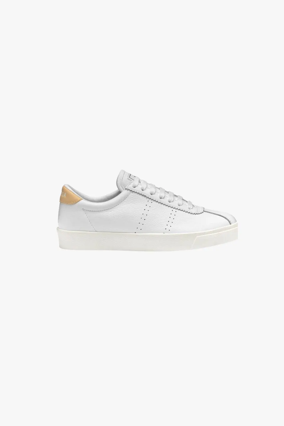 2843 White Yellow Trim Comfort Leather Sneaker