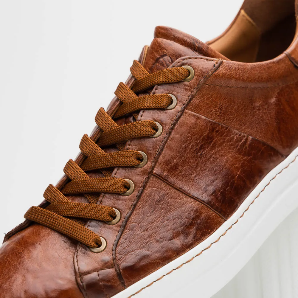 65-348-CGN Vivo Italian Tumbled Calfskin Sneaker Cognac