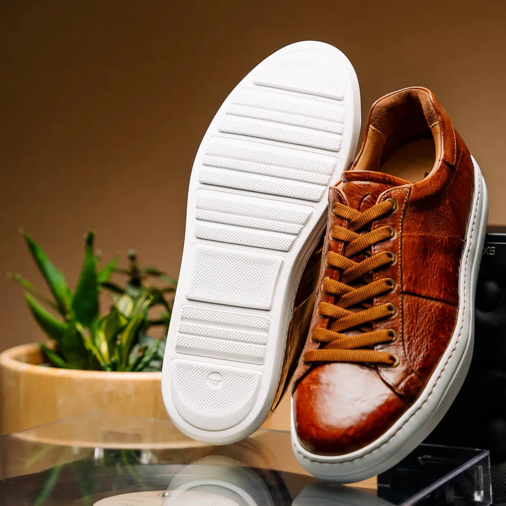 65-348-CGN Vivo Italian Tumbled Calfskin Sneaker Cognac