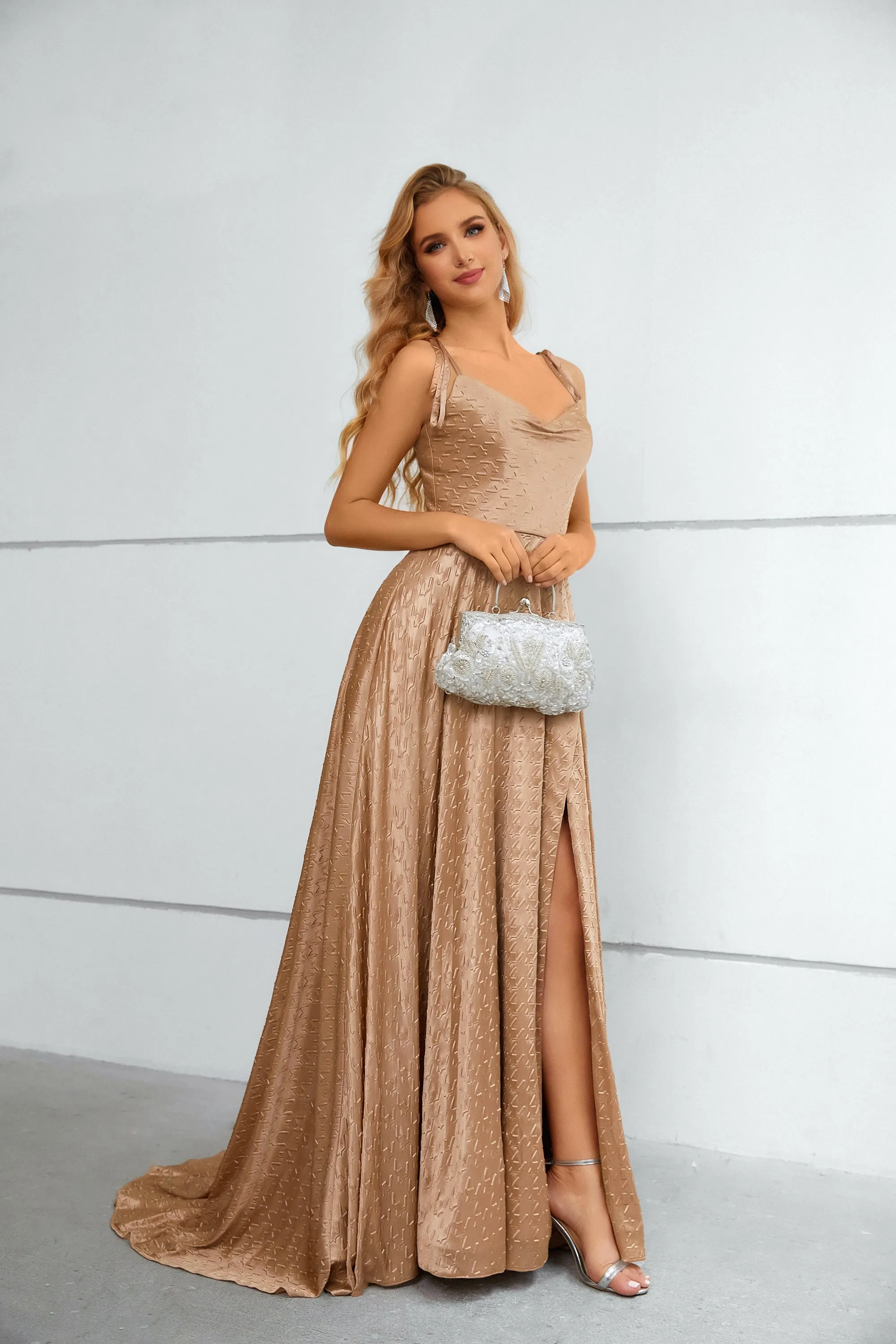 A-Line Spaghetti-Straps Long Prom Dress With Split