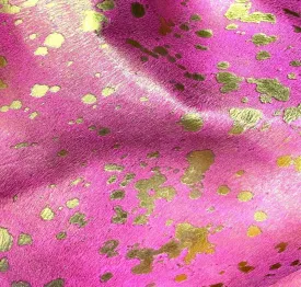 Acid Wash Gold on Pink Cowhide