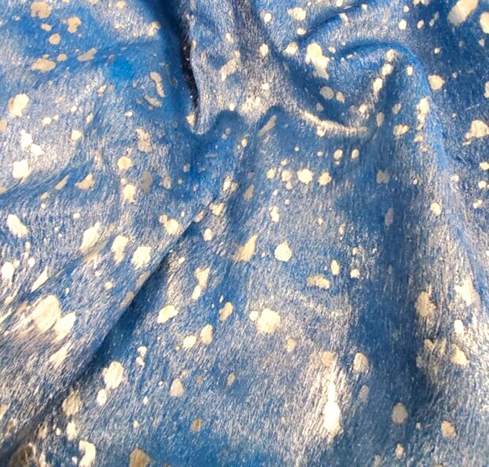 Acid Wash Silver on Blue Cowhide