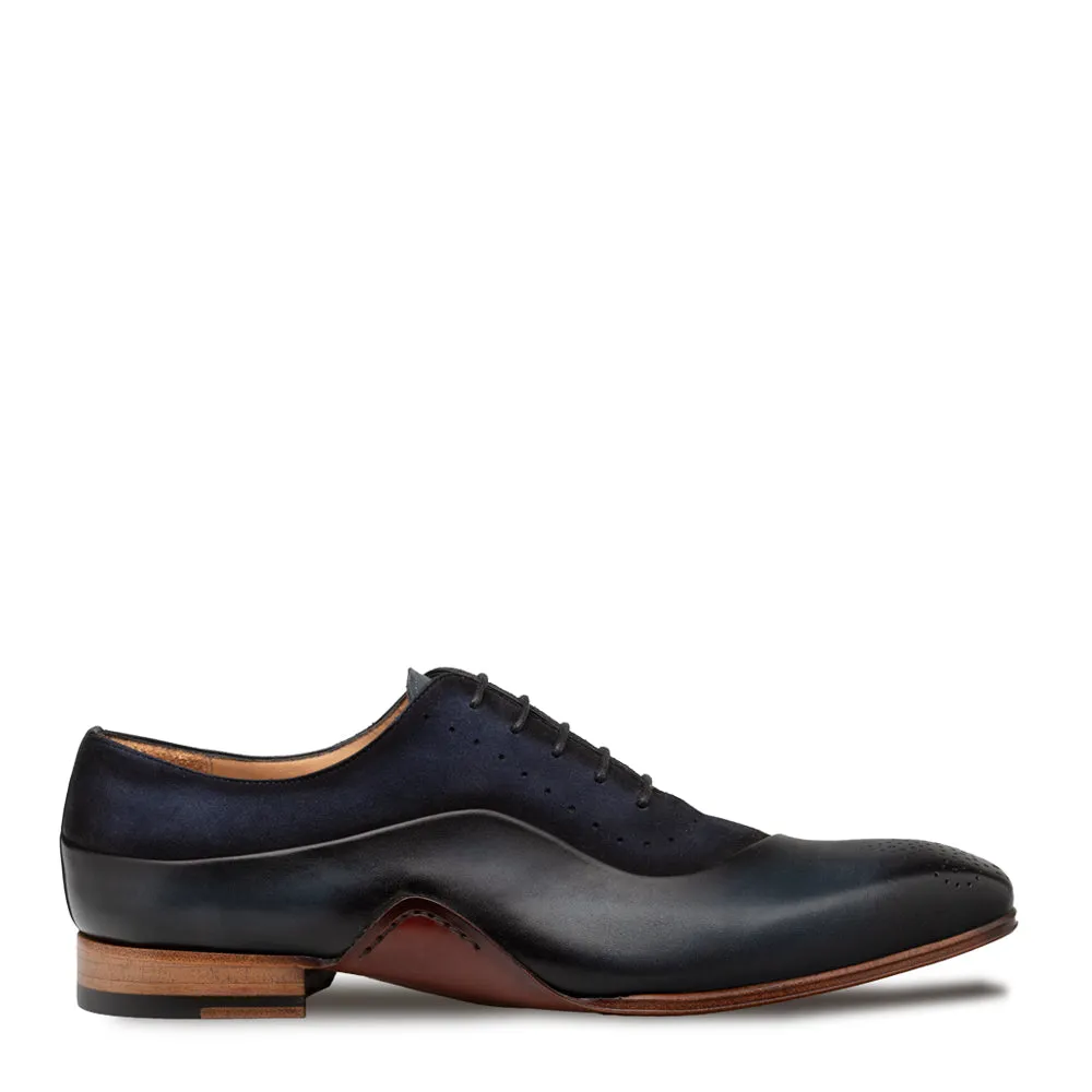 AFFARI MEDALLION TOE OXFORD-Navy/Blue | Mezlan