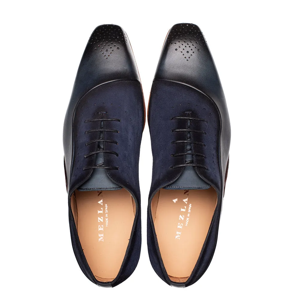 AFFARI MEDALLION TOE OXFORD-Navy/Blue | Mezlan