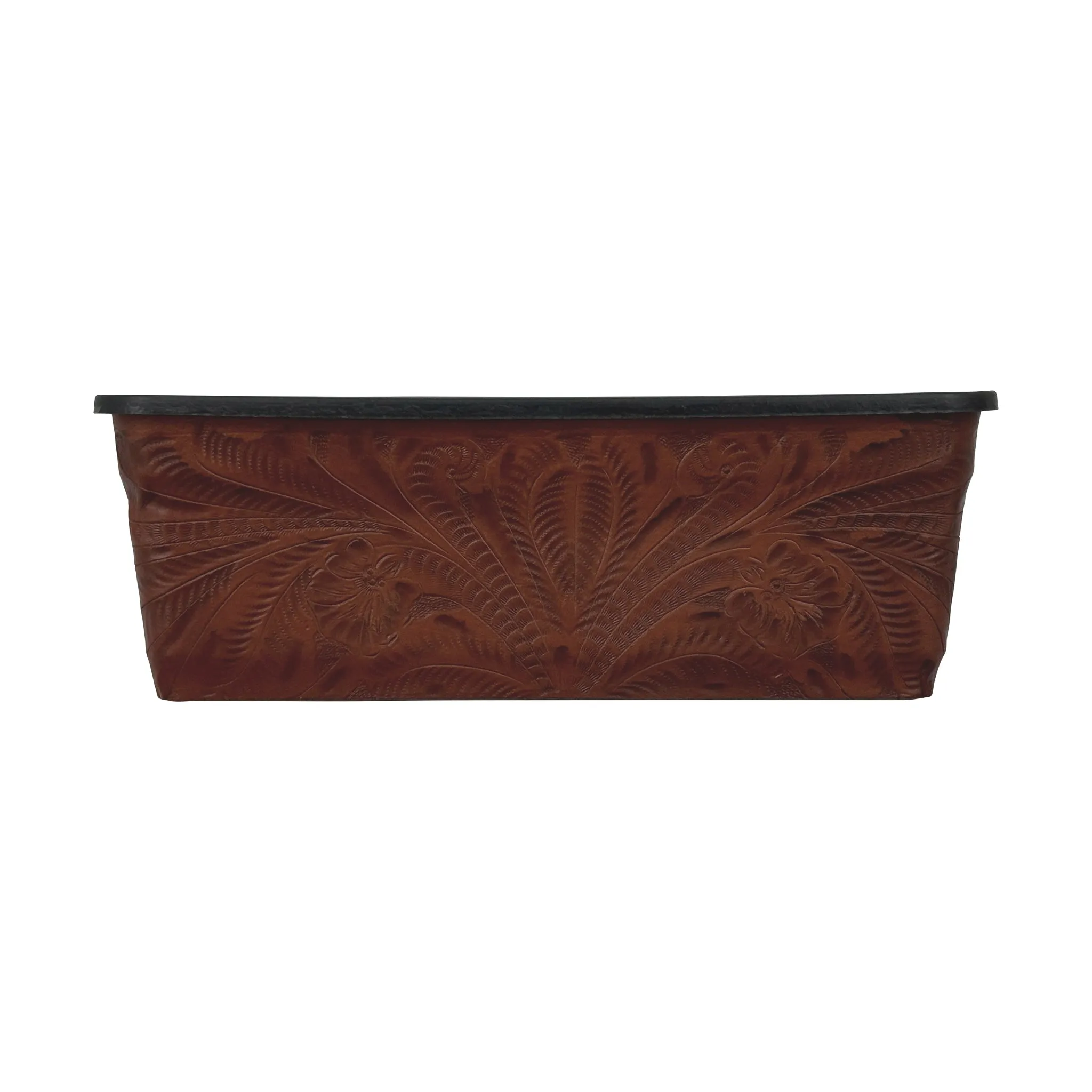 American West at Home 14" Rectangle Planter with Tooled Leather - Medium