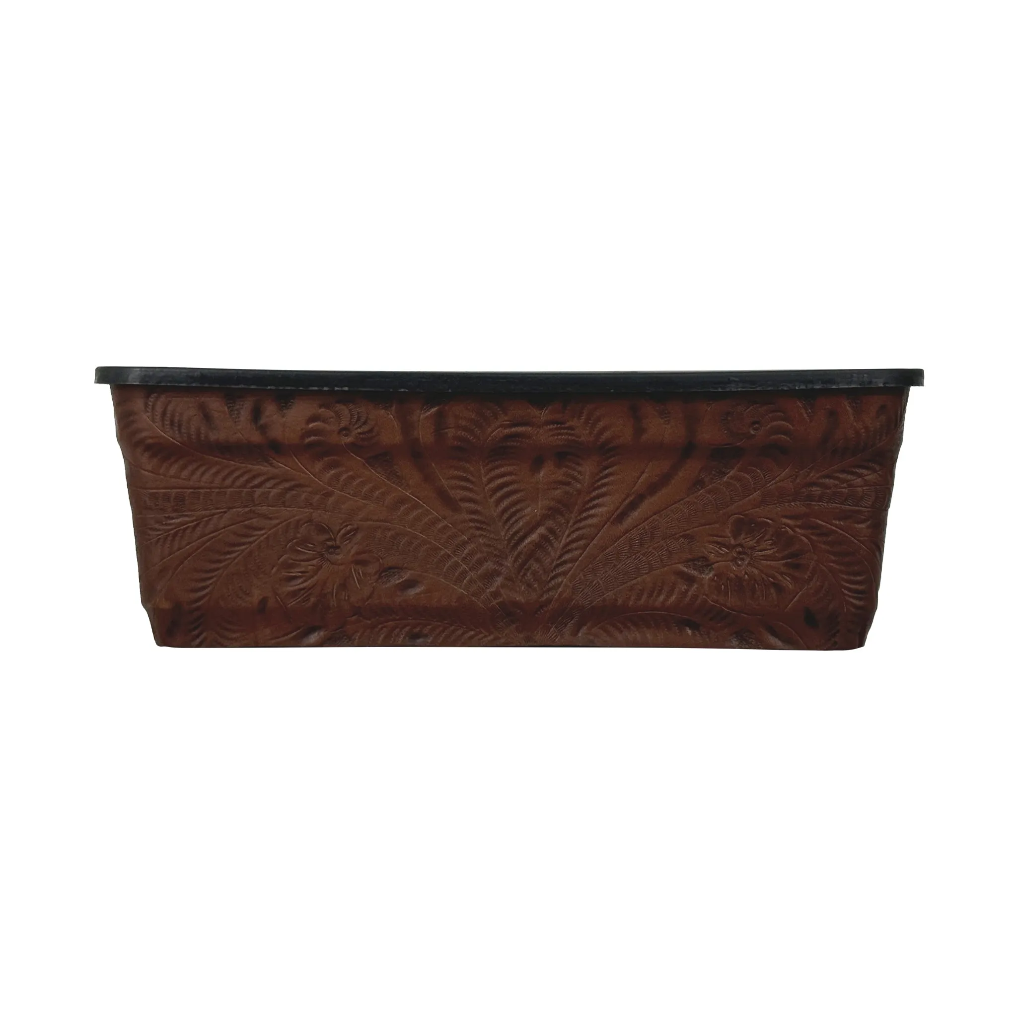 American West at Home 14" Rectangle Planter with Tooled Leather - Medium