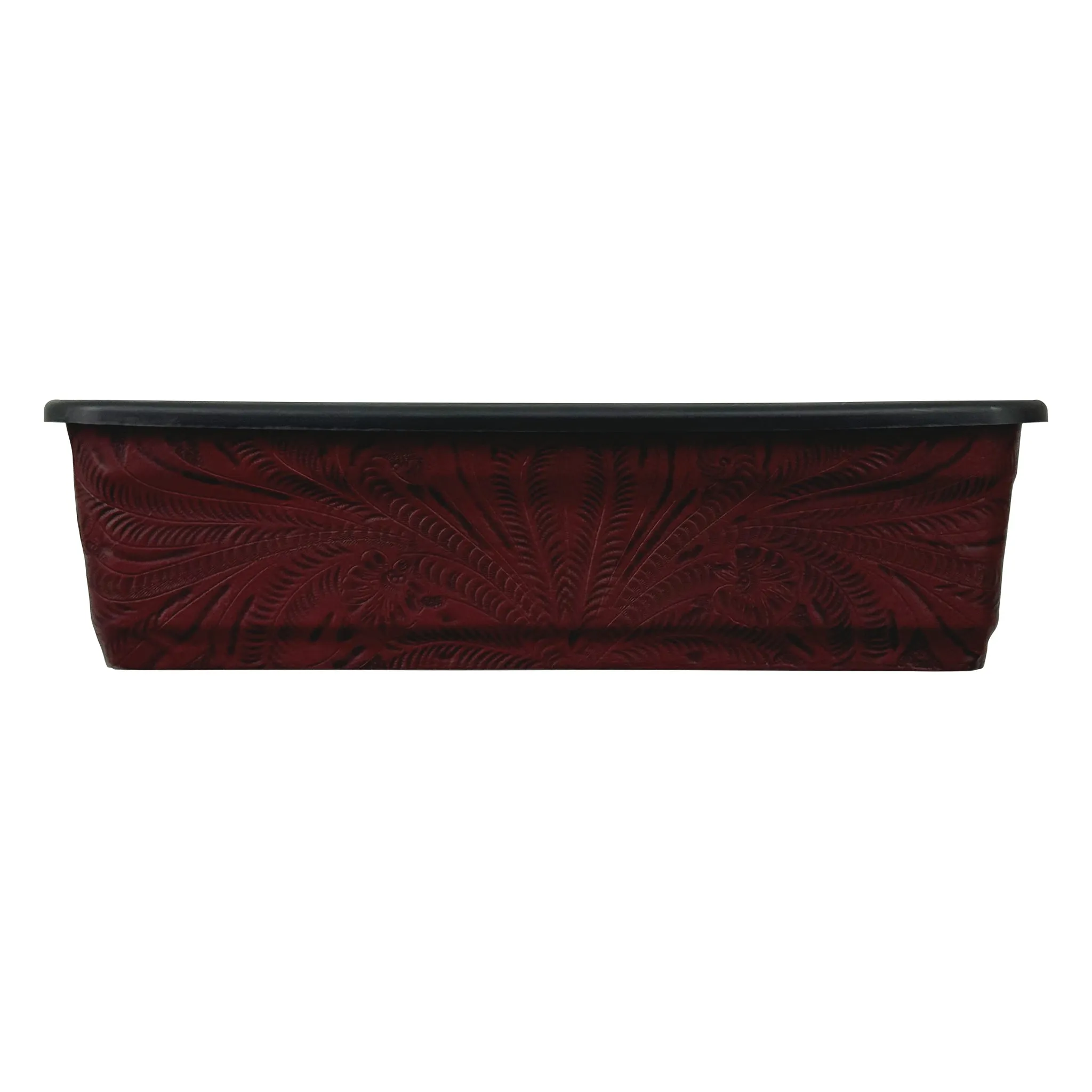 American West at Home 18" Rectangle Planter with Tooled Leather - Large