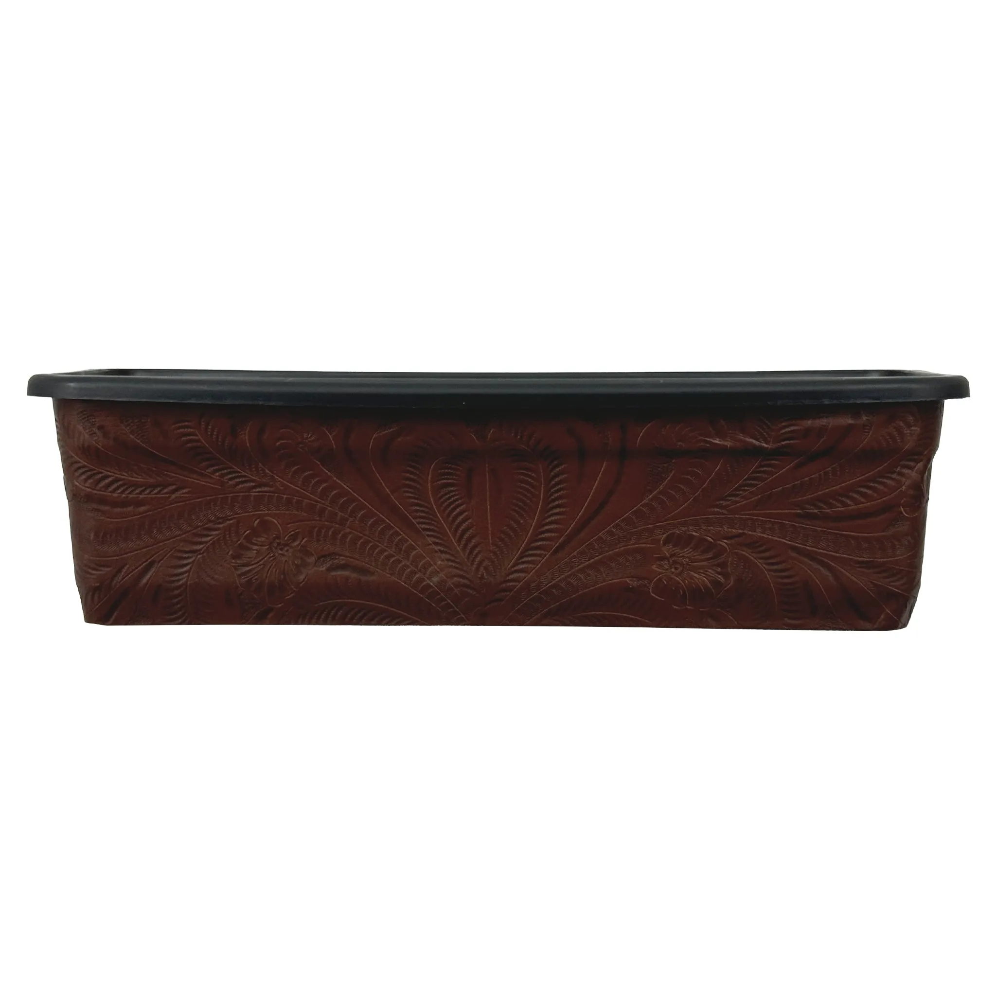 American West at Home 18" Rectangle Planter with Tooled Leather - Large