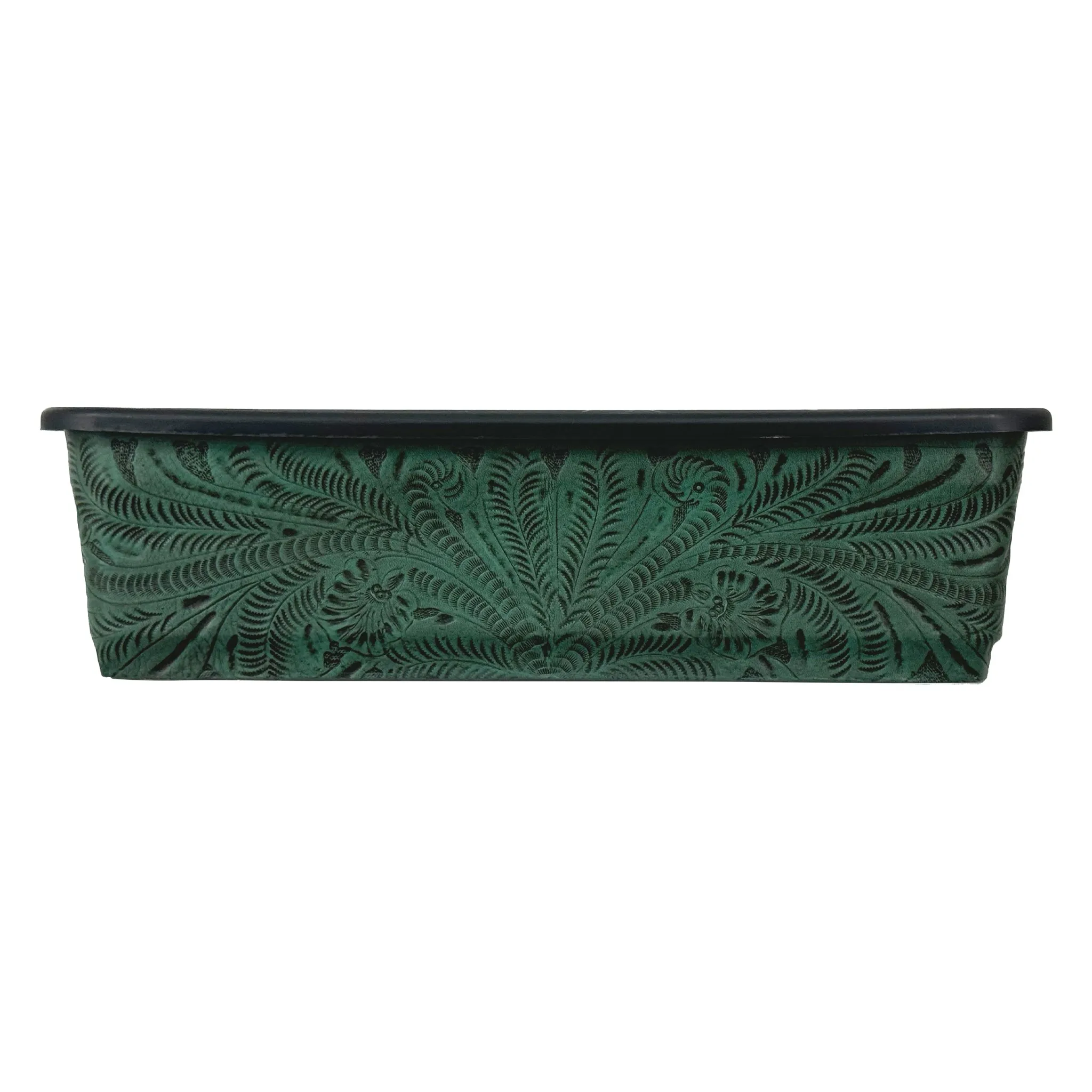 American West at Home 18" Rectangle Planter with Tooled Leather - Large