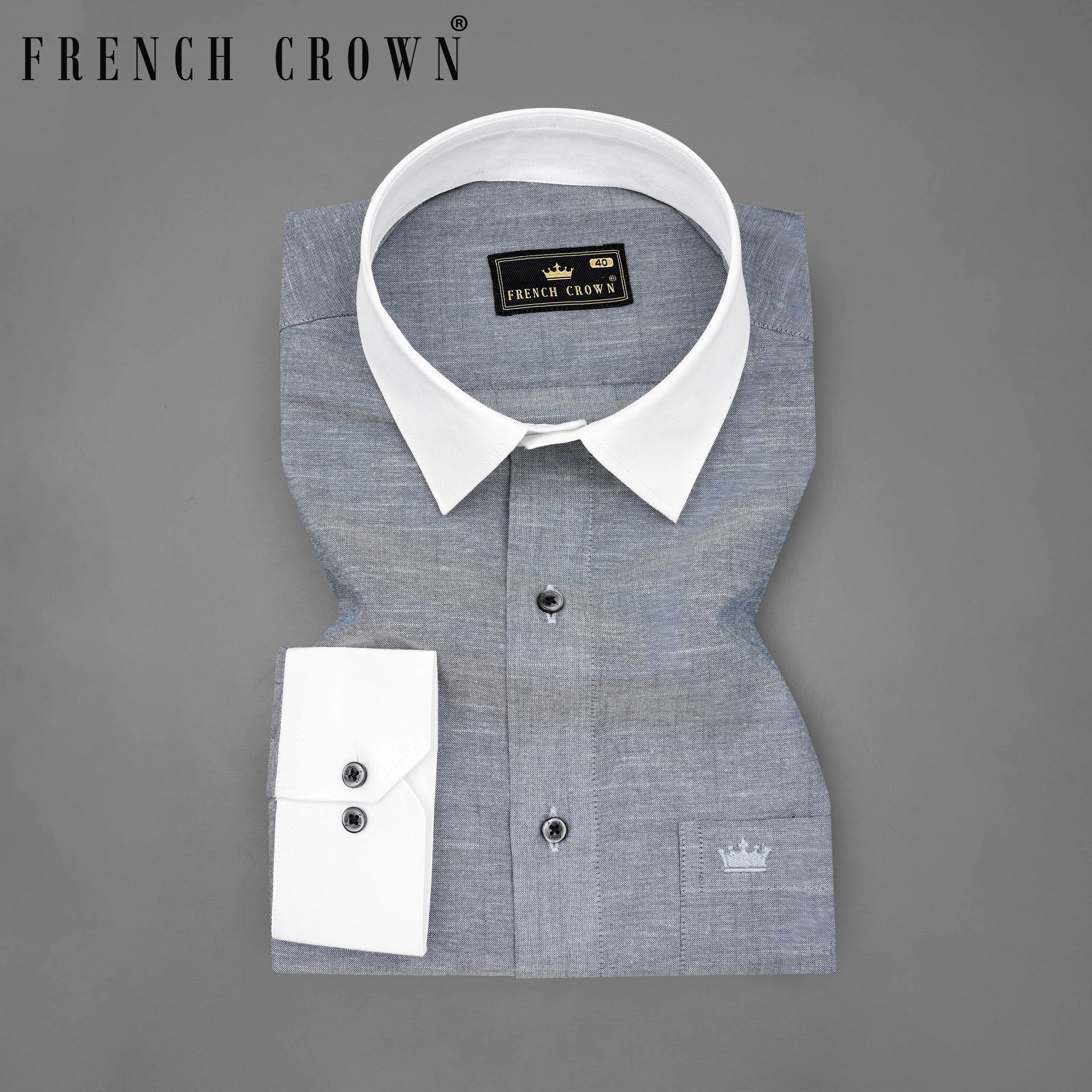 Amethyst Gray with White Collar and Cuffs Royal Oxford Shirt