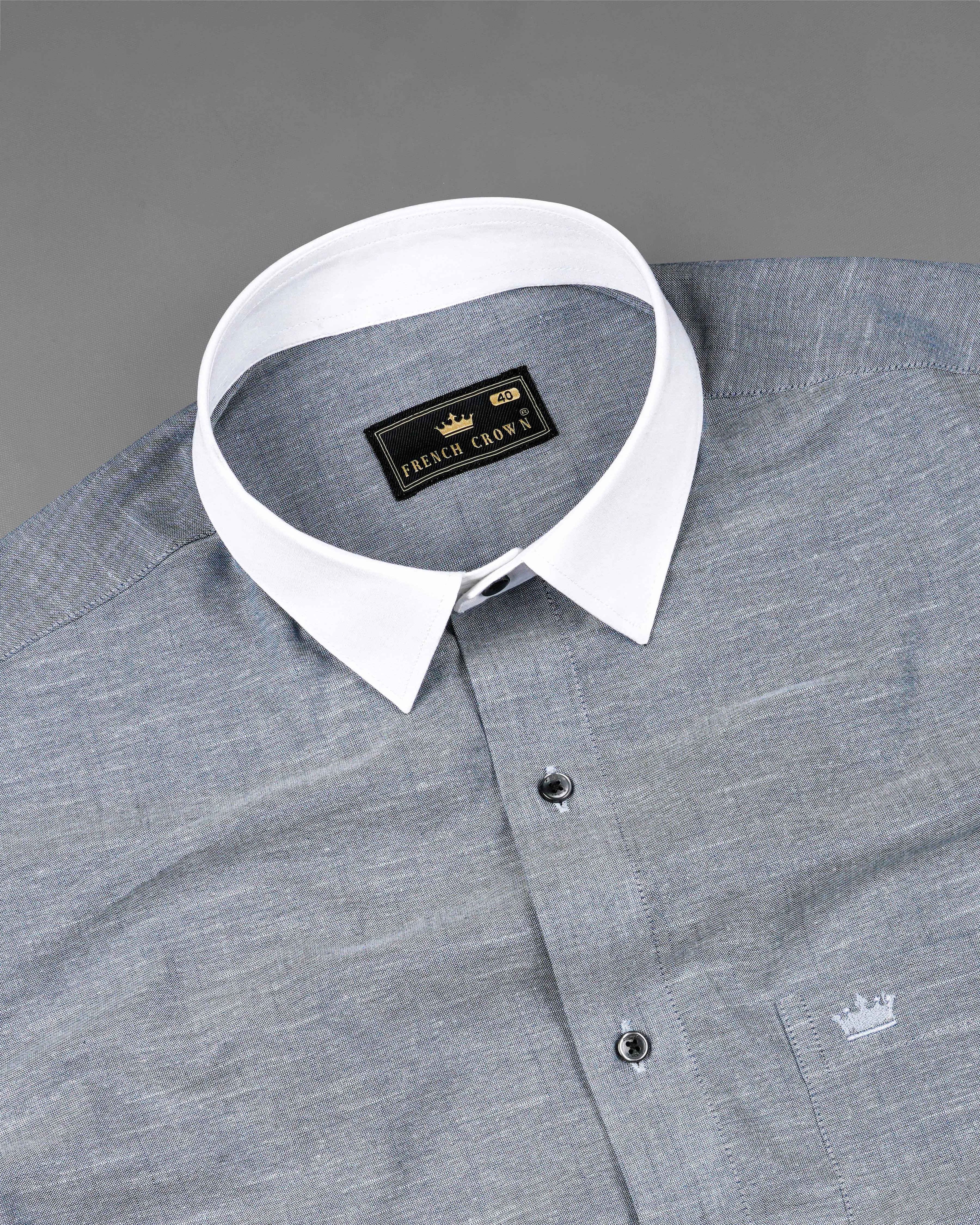 Amethyst Gray with White Collar and Cuffs Royal Oxford Shirt