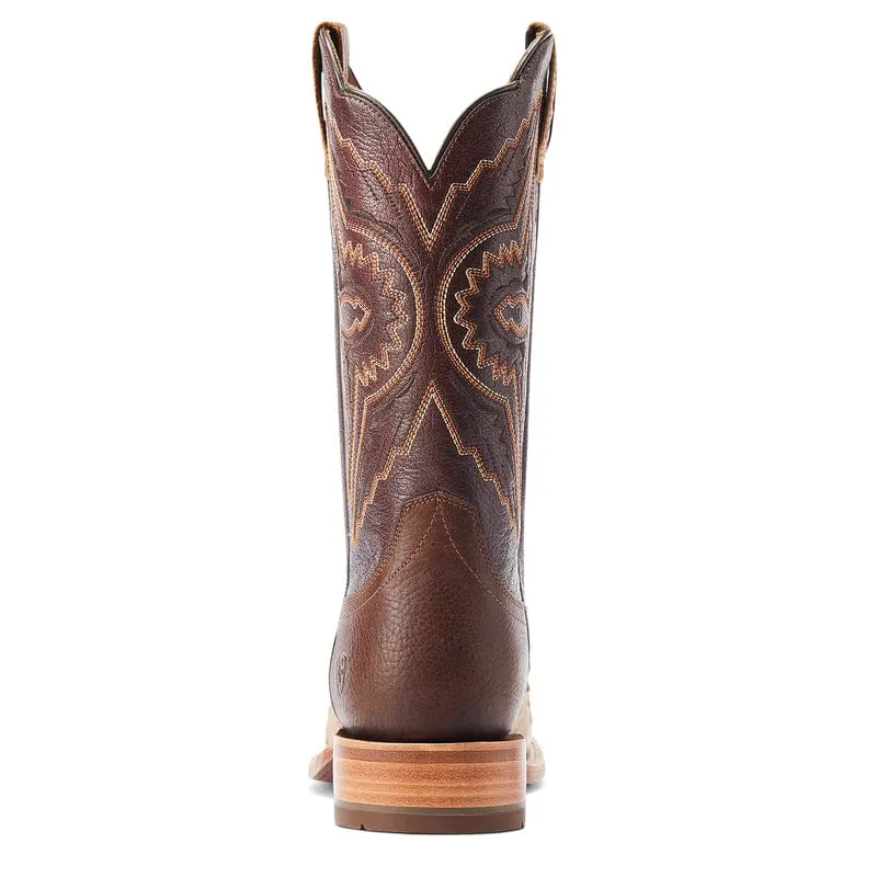 Ariat Men's Broncy Antique Saddle Full Quill Ostrich Square Toe Exotic Western Boots 10044419