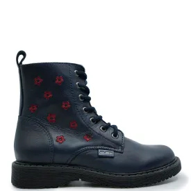 Atlanta Mocassin Navy Flower Boot