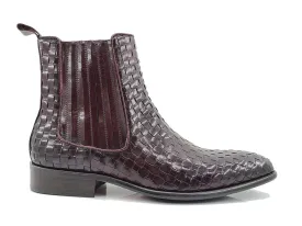 Basket Weave Leather Chelsea Boot