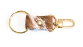 Beaudin - Key Chain | Leather & Hair on Hide - Brown/White