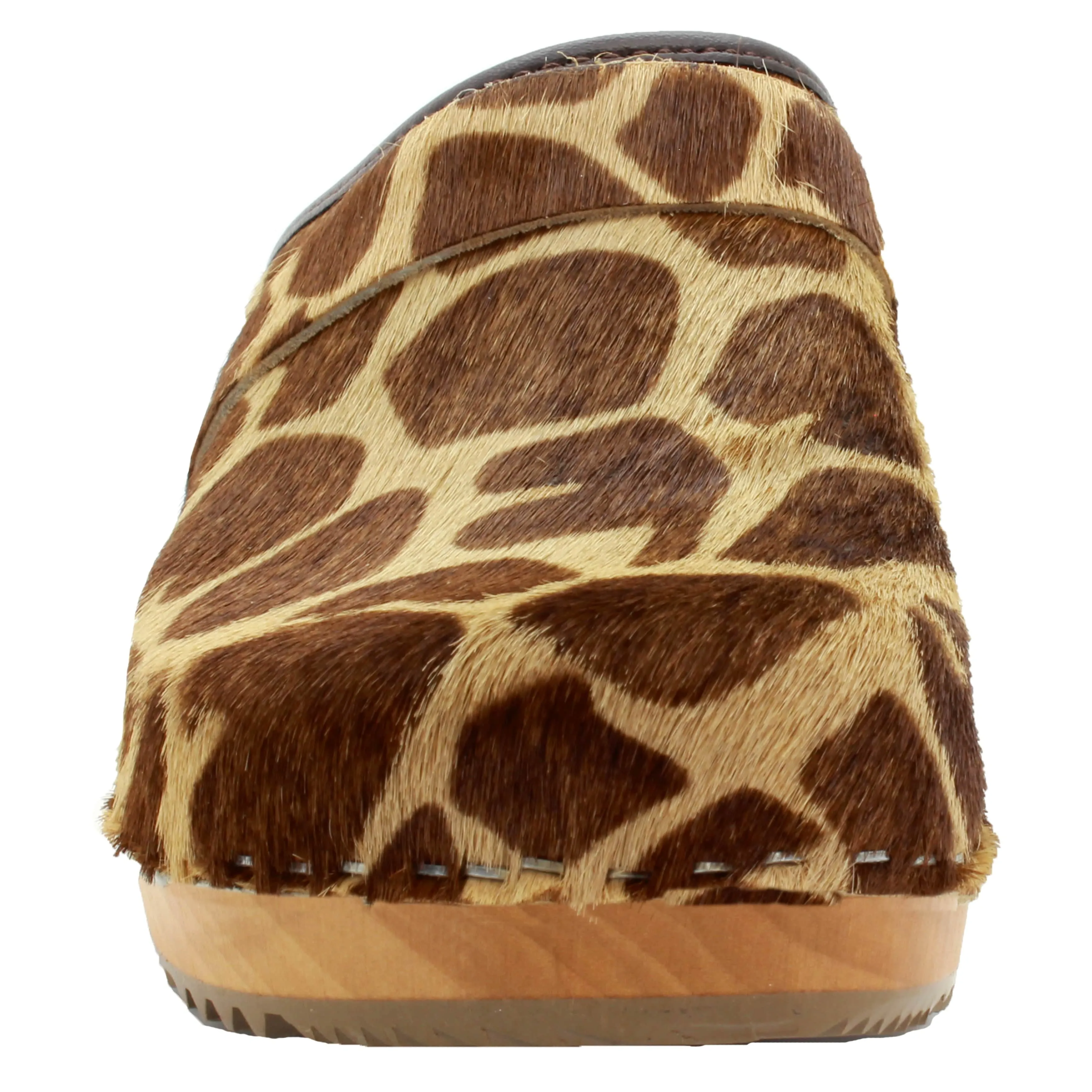 BJORK Safari Wood Open Back Giraffe Clogs - CLOSEOUT