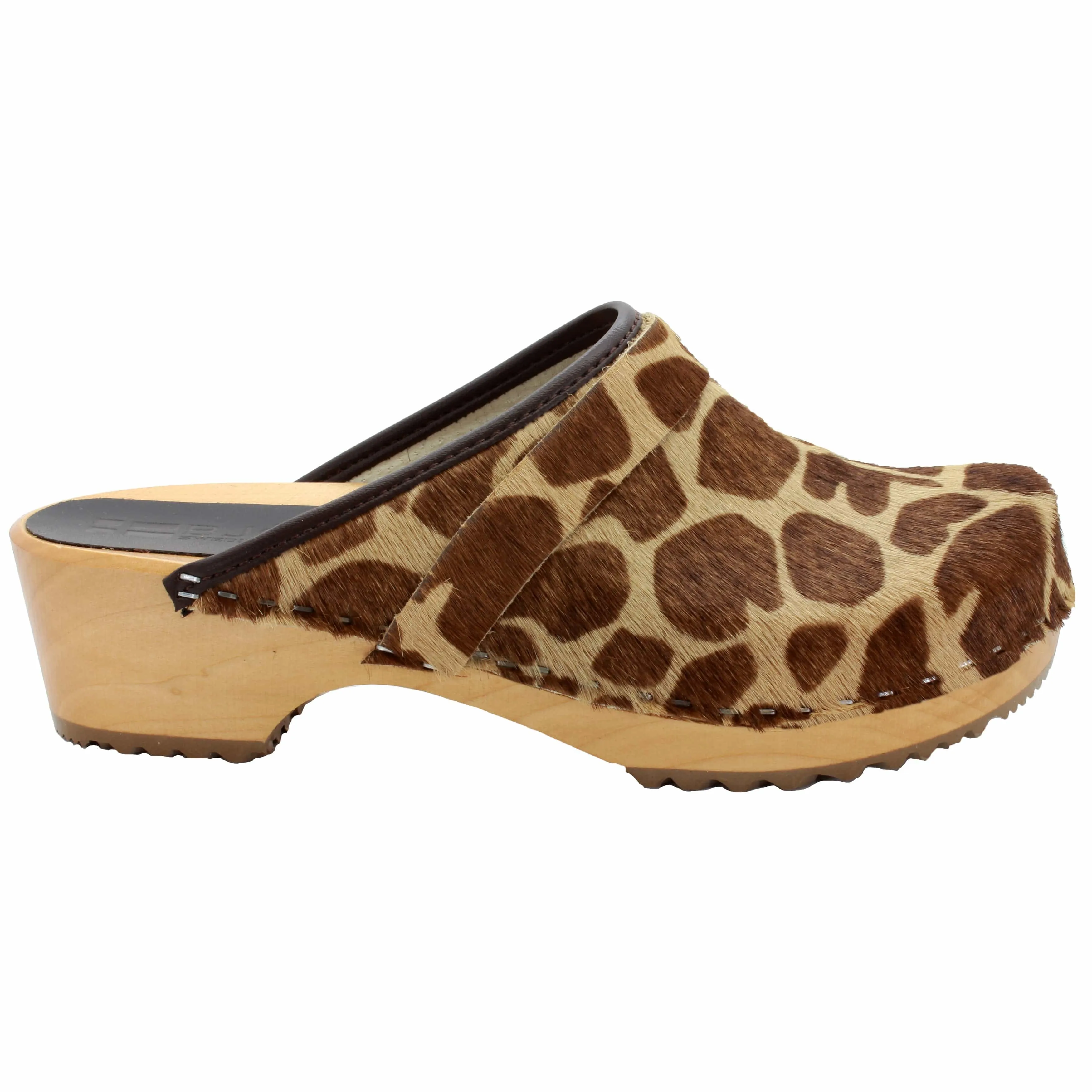 BJORK Safari Wood Open Back Giraffe Clogs - CLOSEOUT