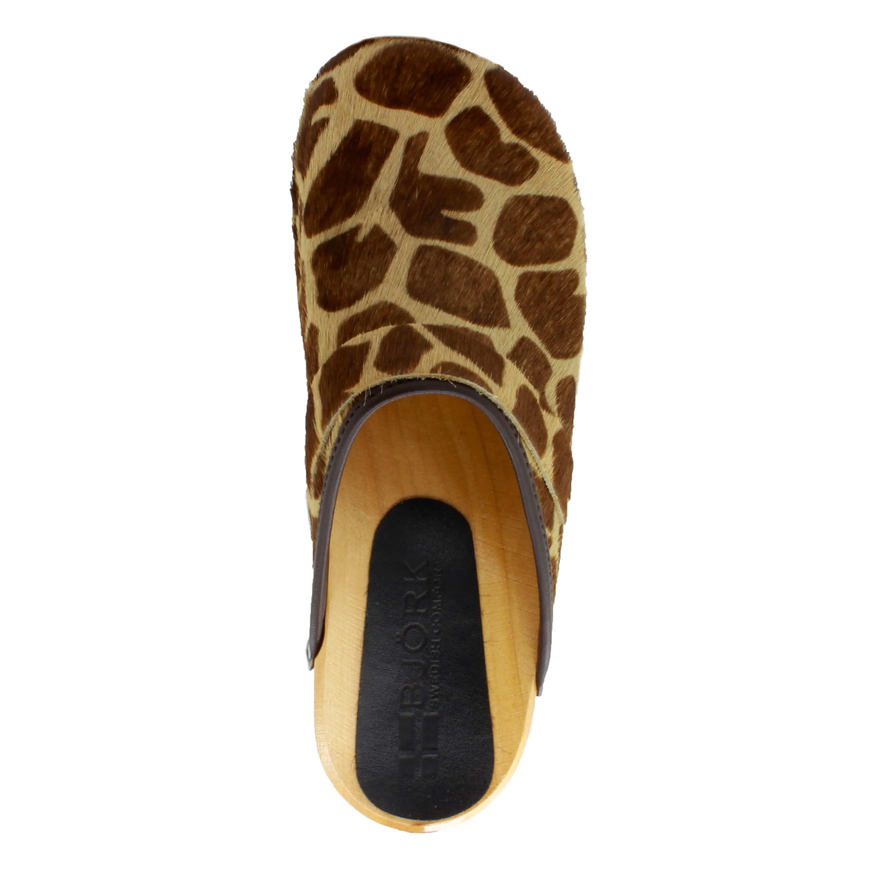 BJORK Safari Wood Open Back Giraffe Clogs - CLOSEOUT