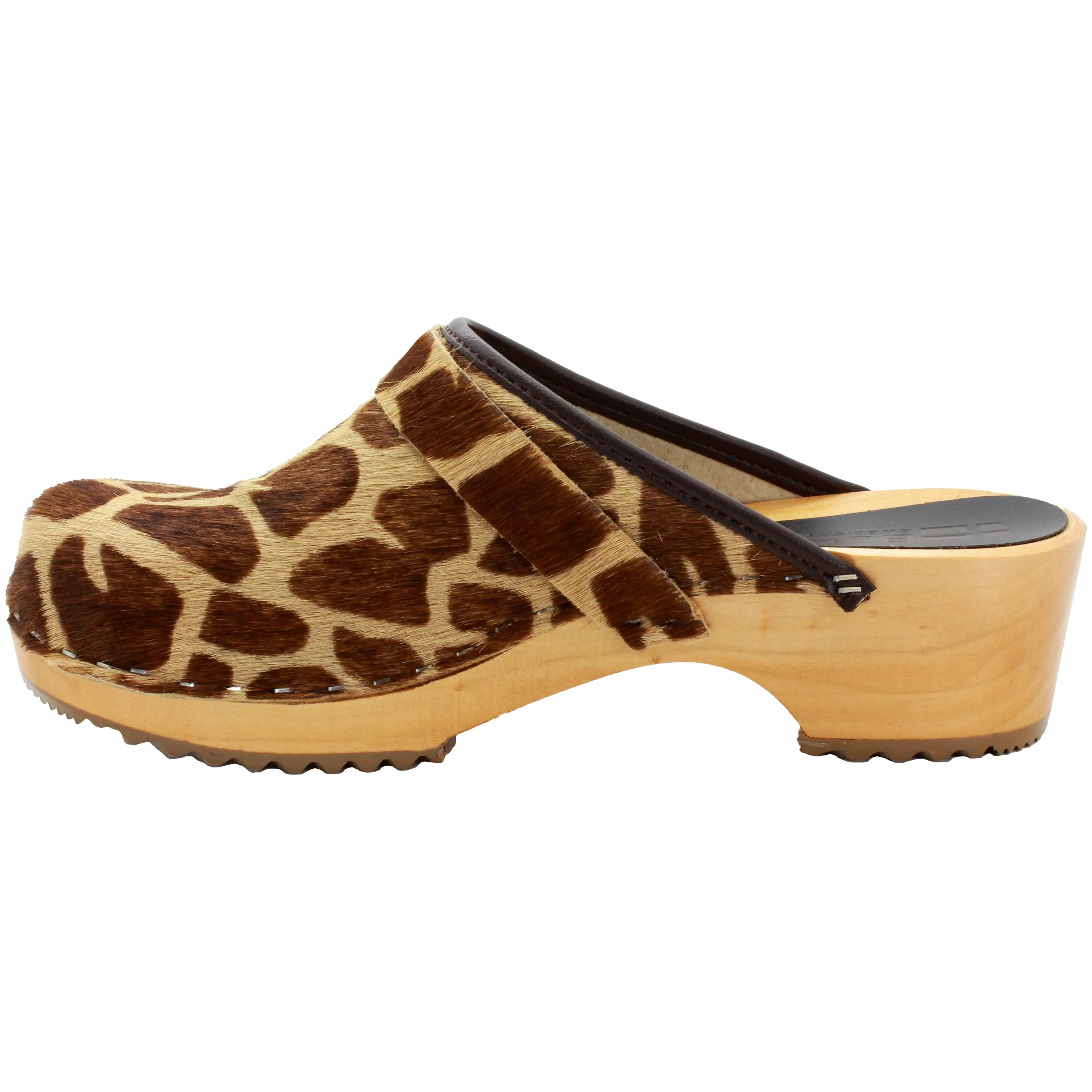 BJORK Safari Wood Open Back Giraffe Clogs - CLOSEOUT