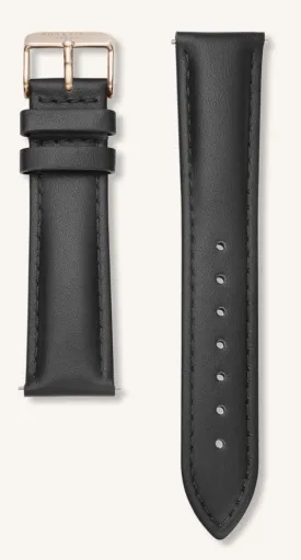 Black Plain 18MM Leather strap