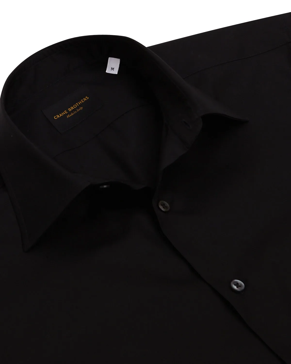 Black Poplin Spread Collar Shirt