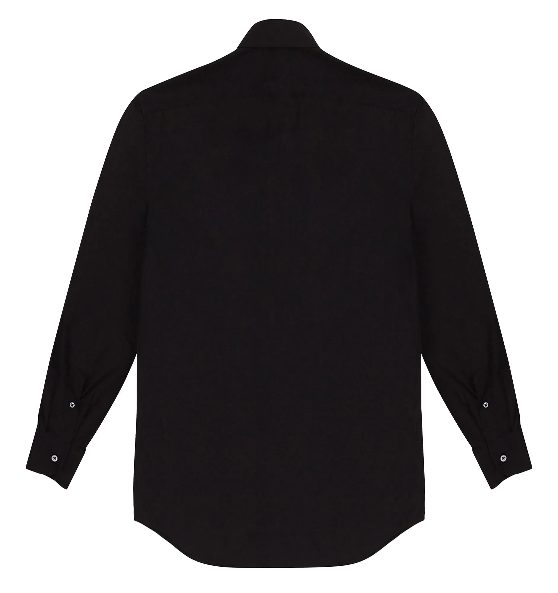 Black Poplin Spread Collar Shirt