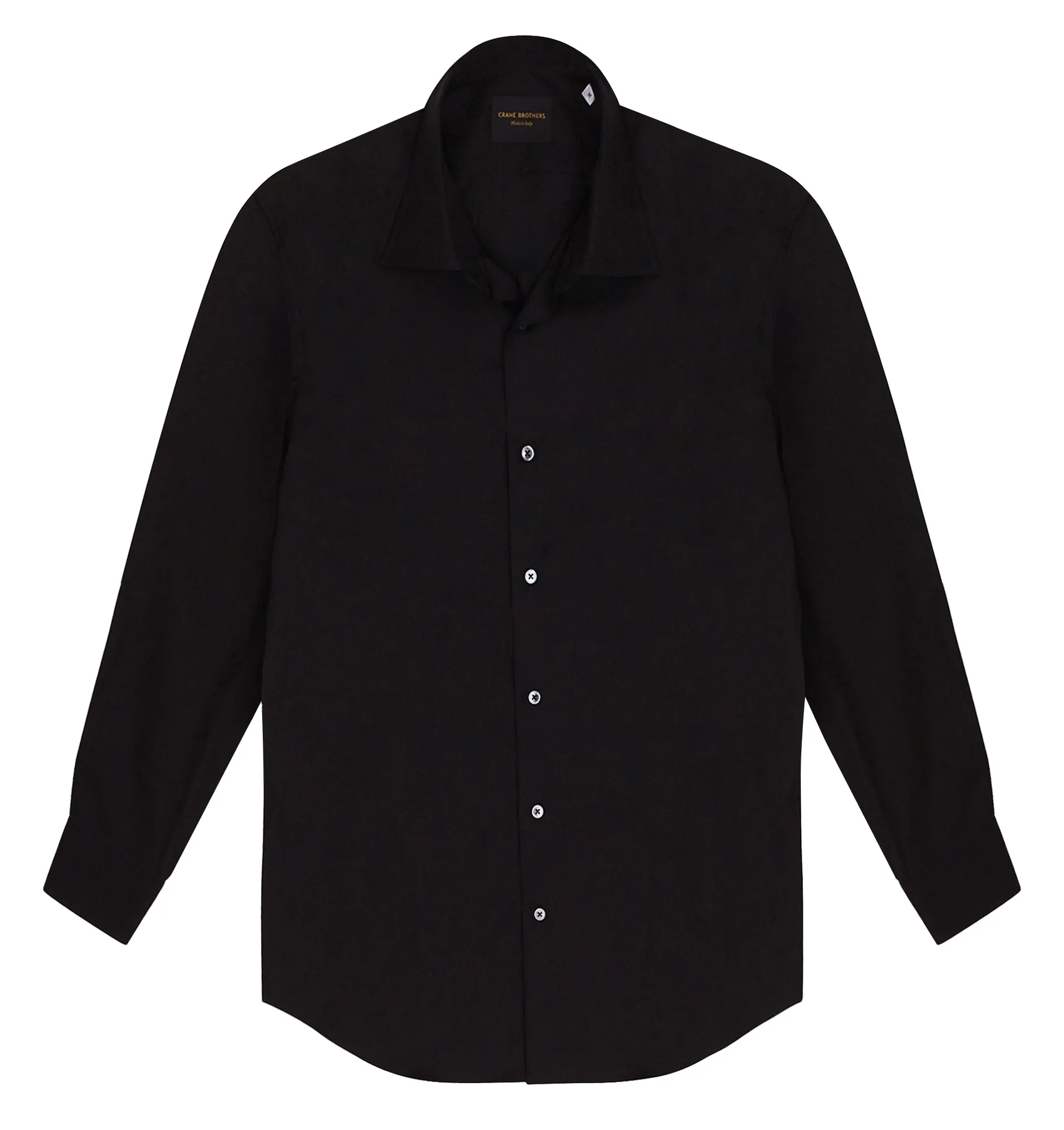 Black Poplin Spread Collar Shirt