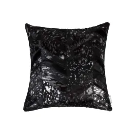 Black Silver Acid Washed Cowhide Pillow