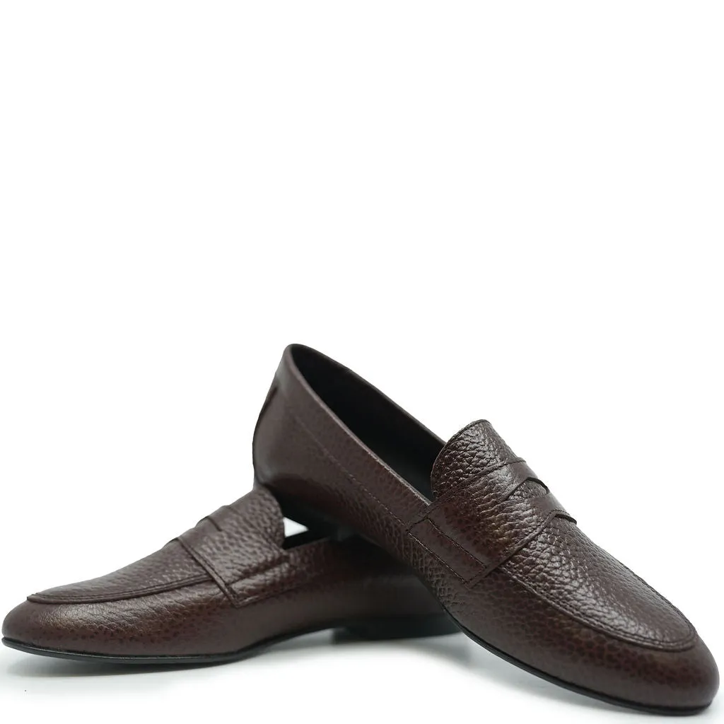 Blublonc Hazelnut Pebbled Penny Loafer