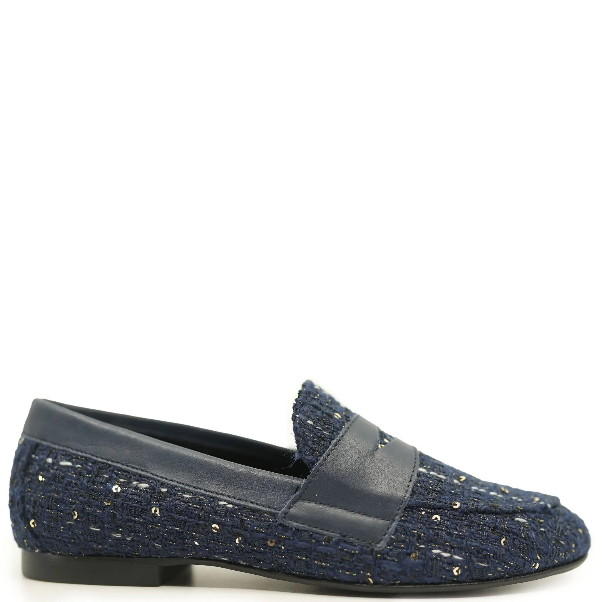 Blublonc Navy Tweed Penny Loafer