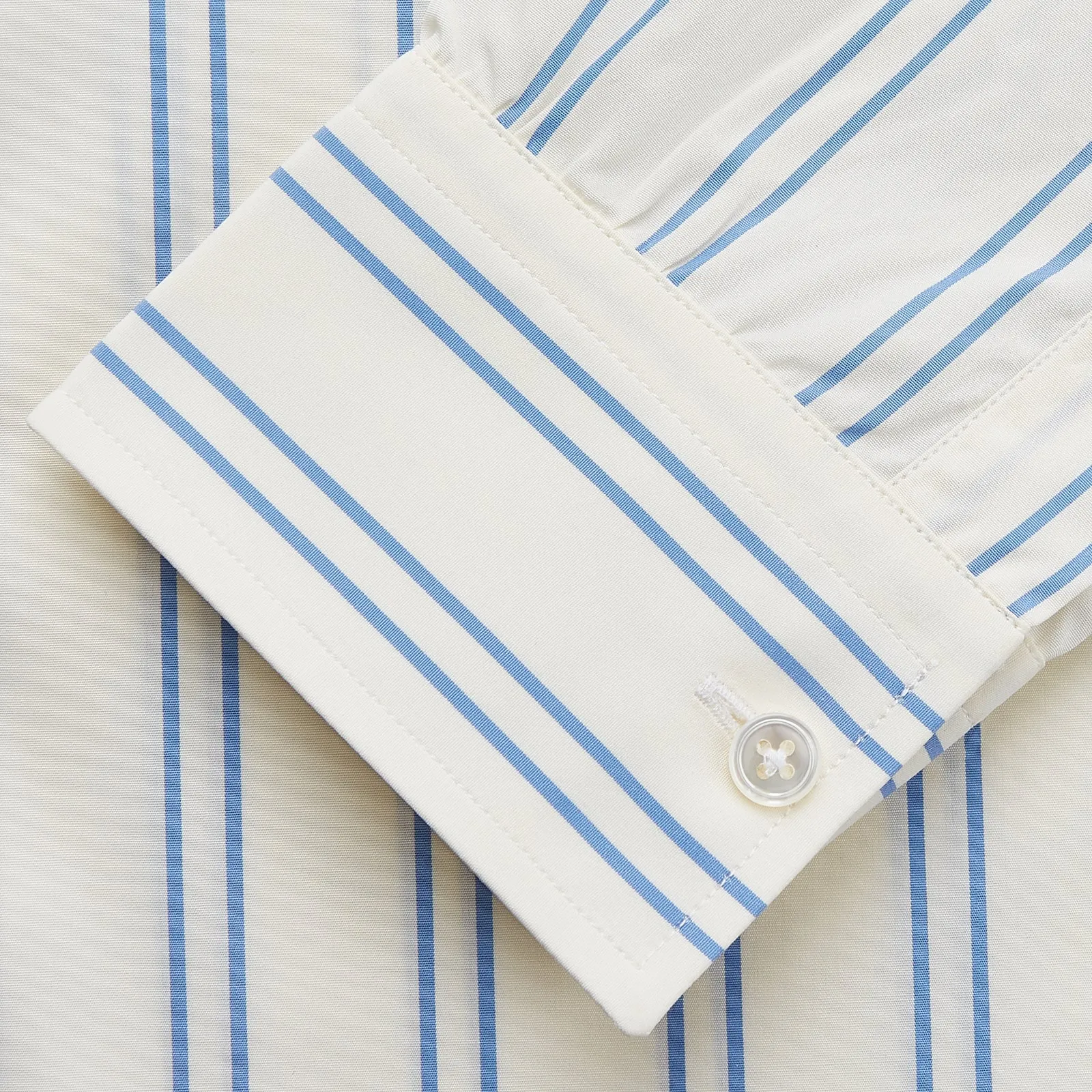 Blue and Off-White Stripe Cotton Weekend Fit Finch Shirt