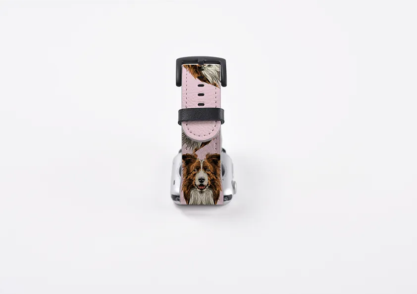 Border Collie New Pink Apple Watch Strap