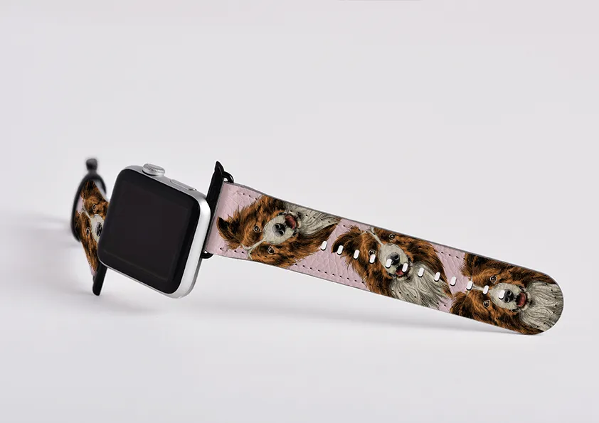 Border Collie New Pink Apple Watch Strap