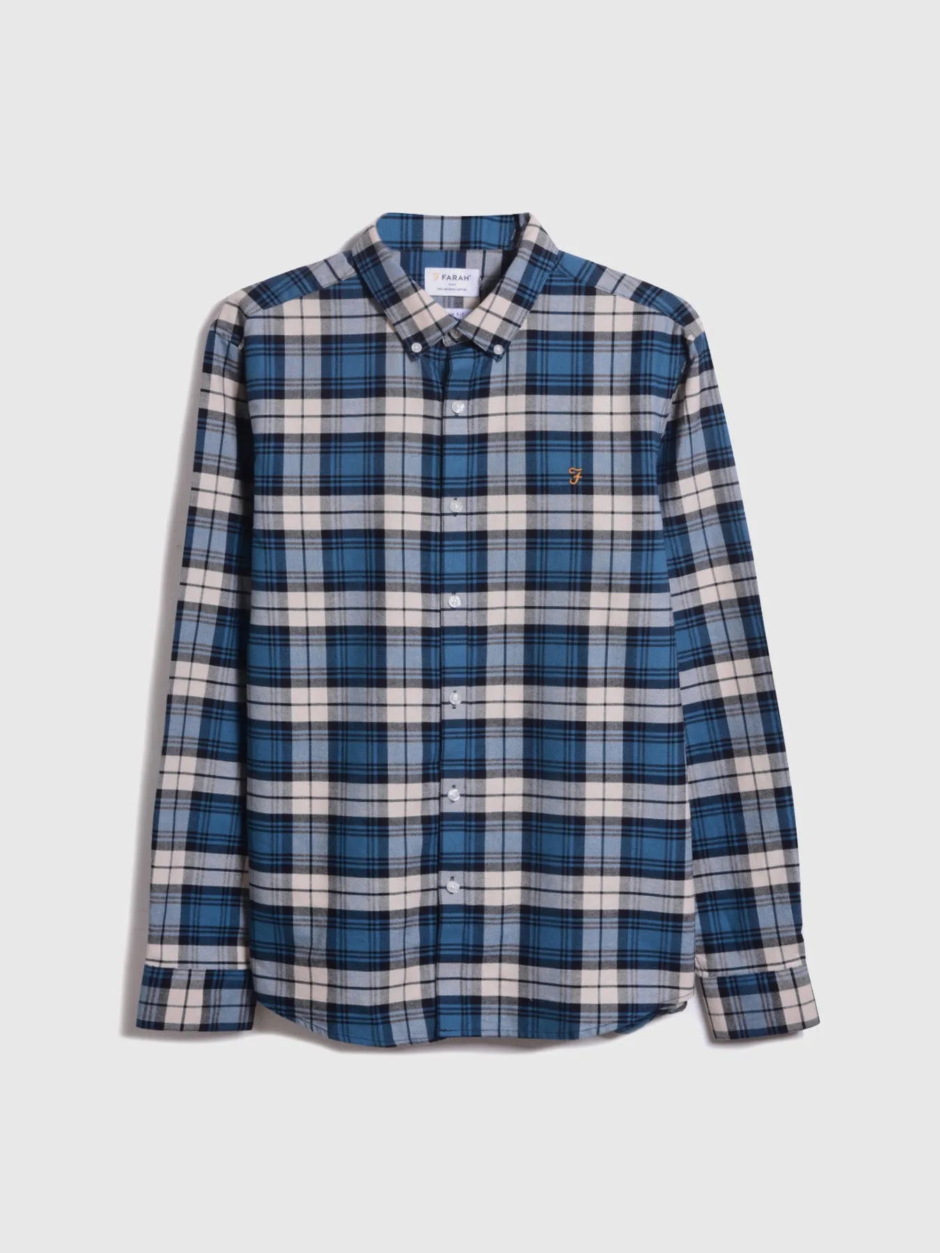 Brewer Slim Fit Organic Cotton Check Shirt In Fog