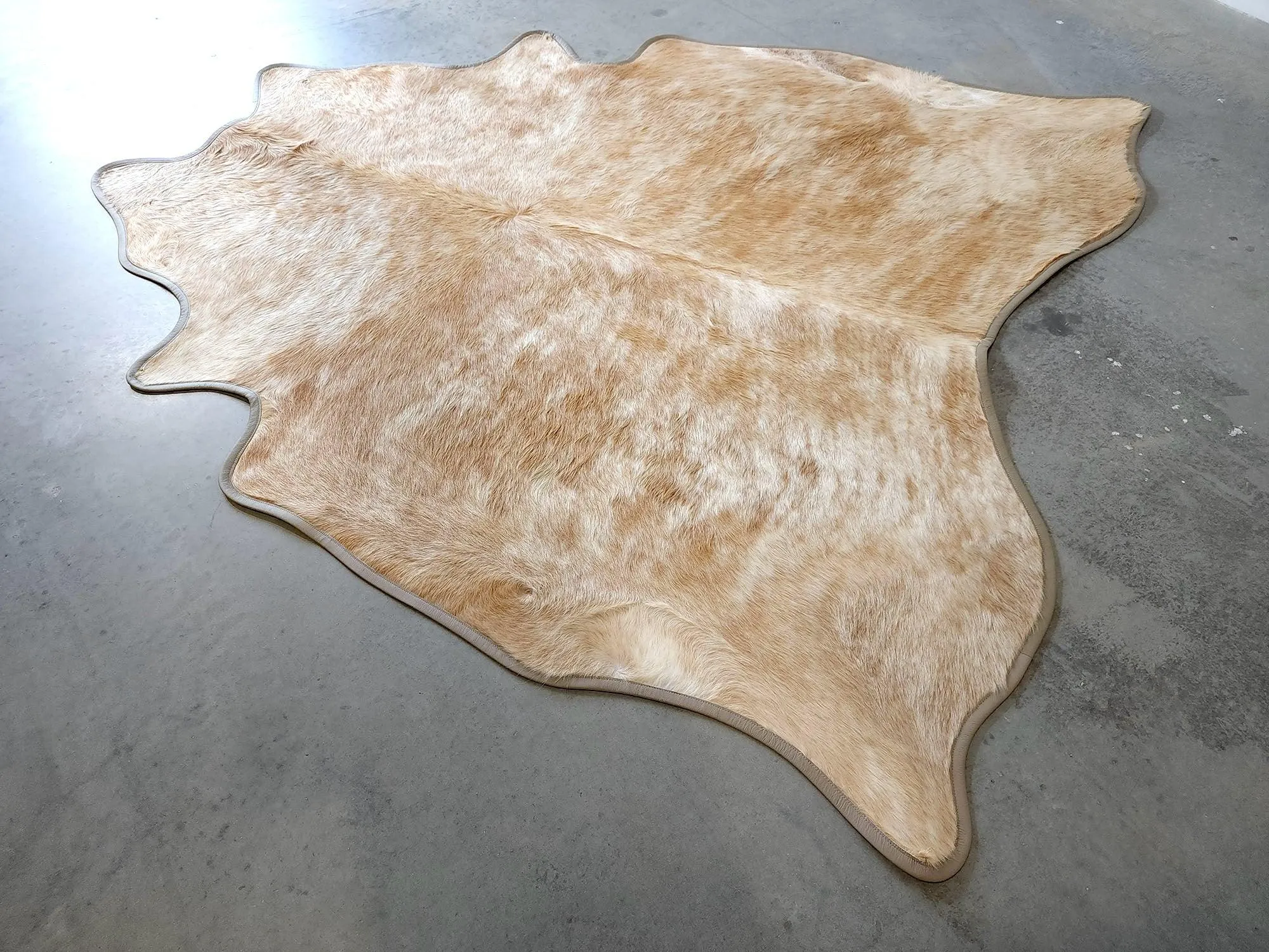 Brindle Beige Cowhide w/ Leather Trim