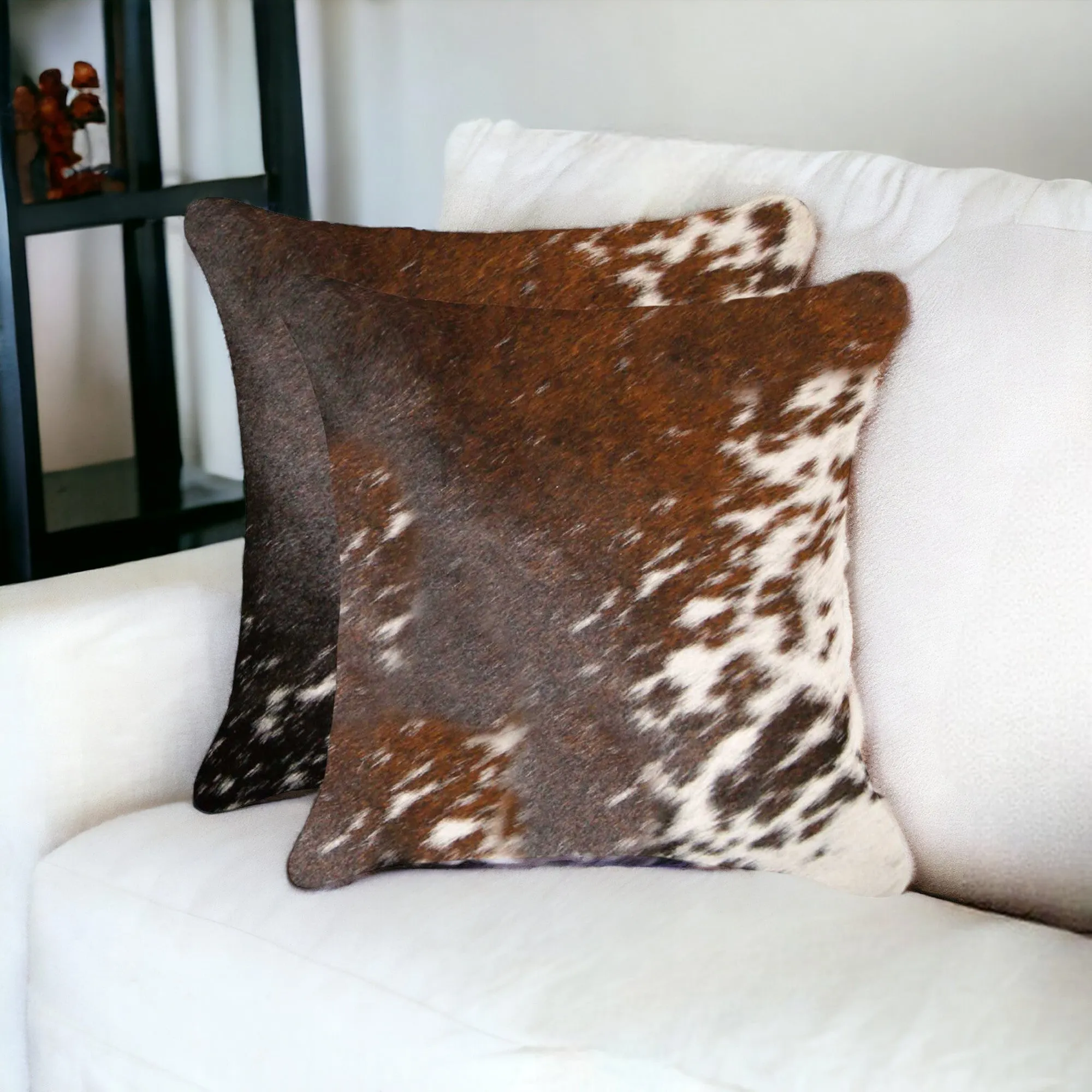 Brown & White Peppered Cowhide Pillow Set