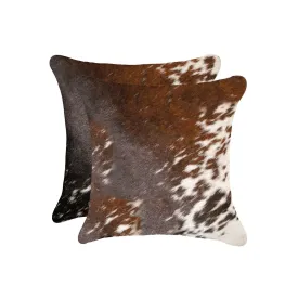 Brown & White Peppered Cowhide Pillow Set