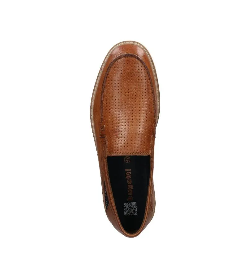 Bugatti Mens Slip On Leather Tan Casual Shoe Makori - 331-AIC61