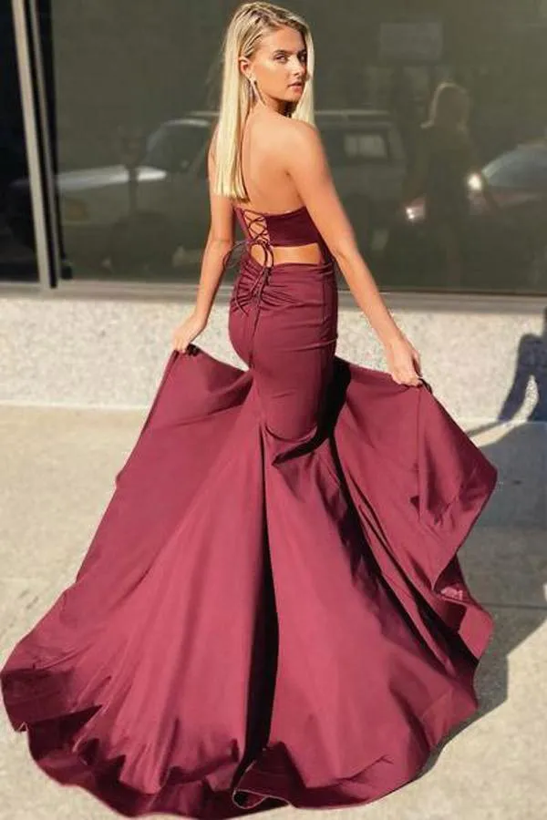 Burgundy Mermaid Prom/Formal Dress with Corset Back PSK160