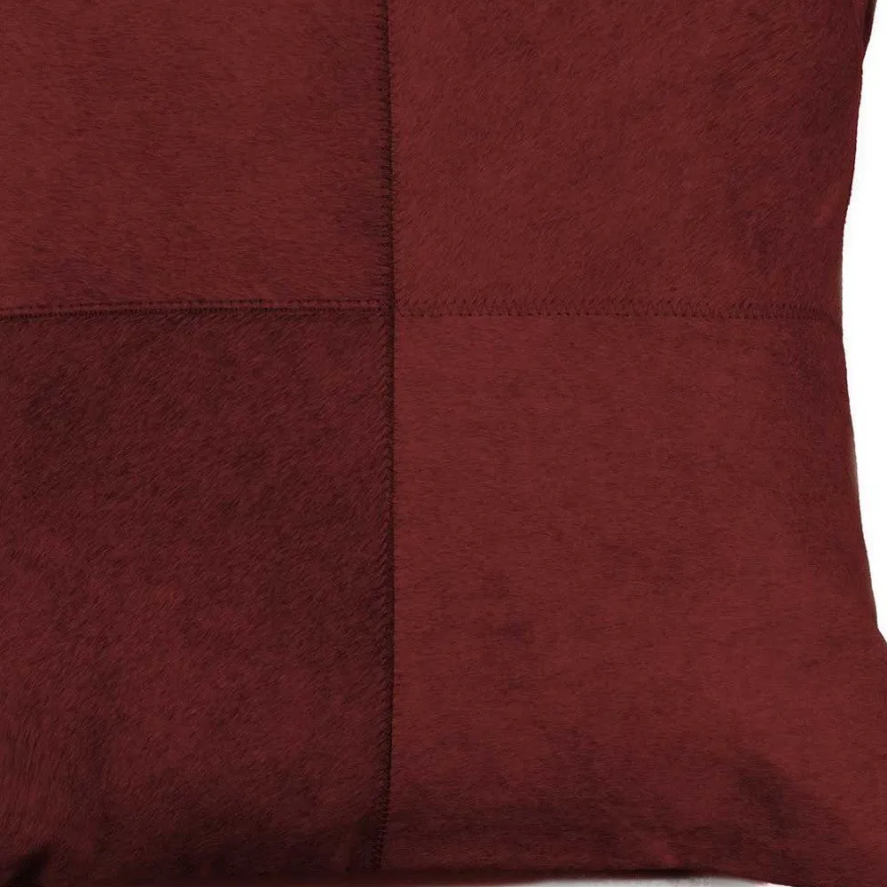 Burgundy Wine Cowhide Accent Pillow