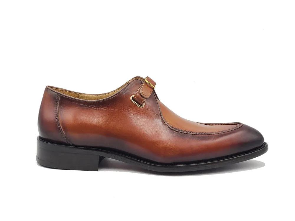 Burnished Moc Toe Single Monk Loafer