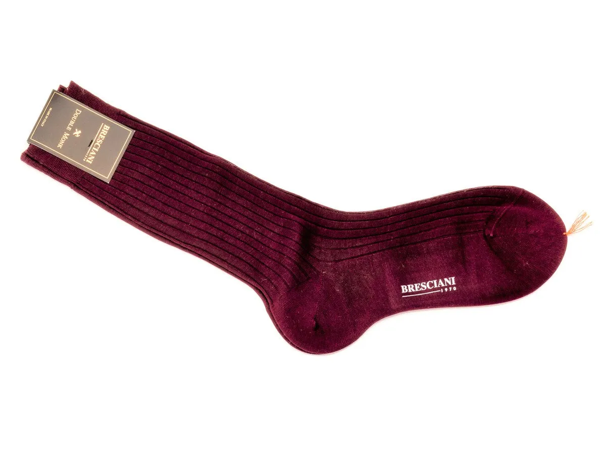 Calf Length Cotton Socks Burgundy