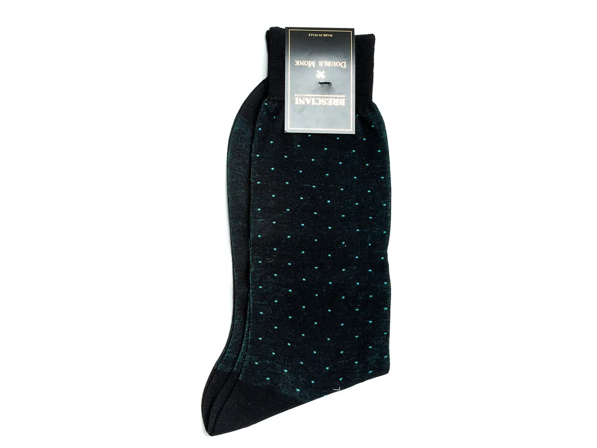 Calf Length Cotton Socks Navy with Light Blue Spots