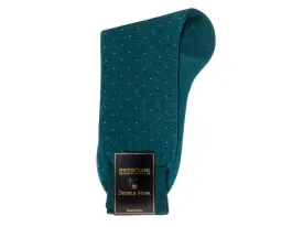 Calf Length Cotton Socks Teal with Aqua Spots