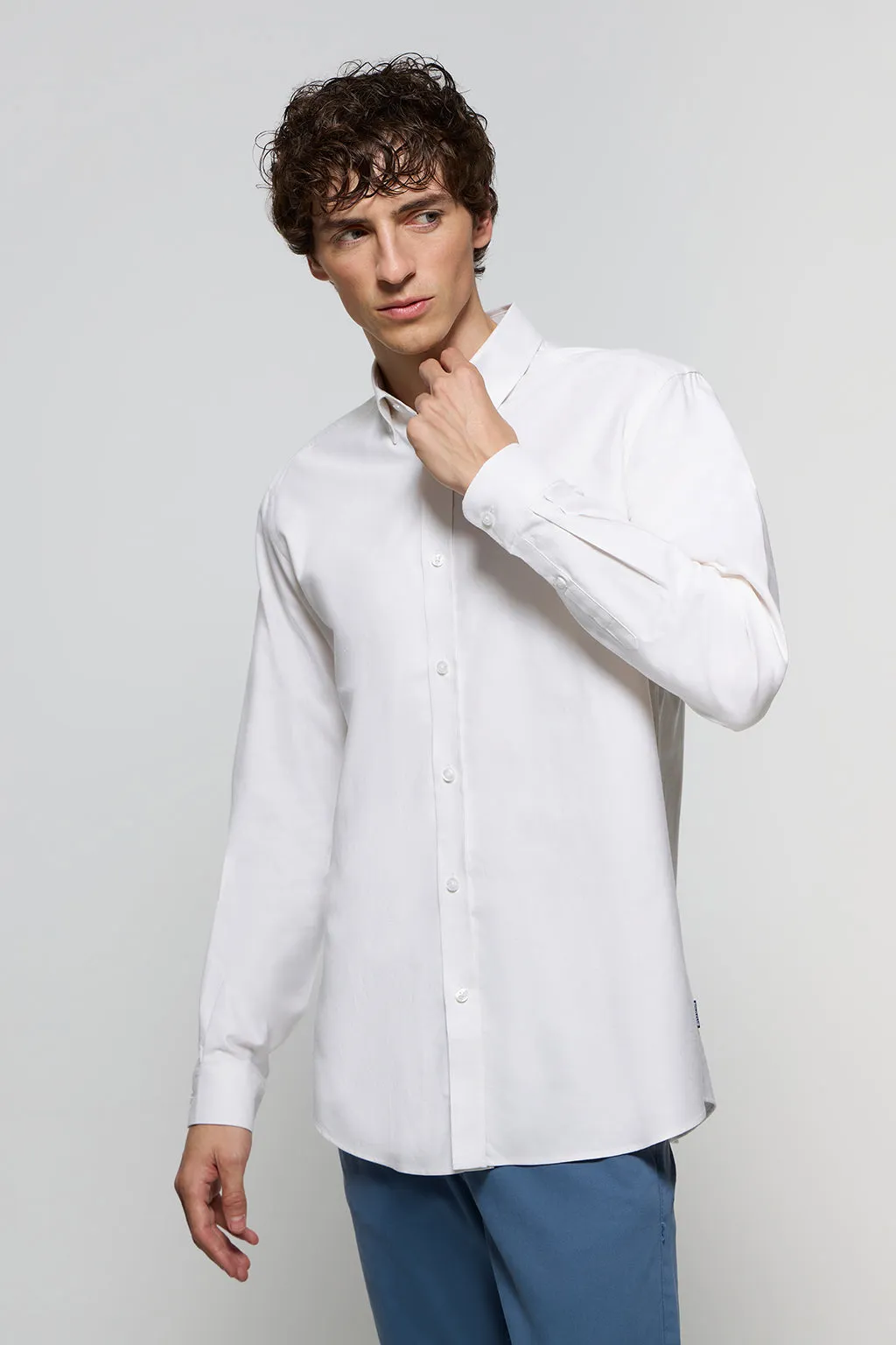 Camisa Oxford blanco roto con logo Polo Club