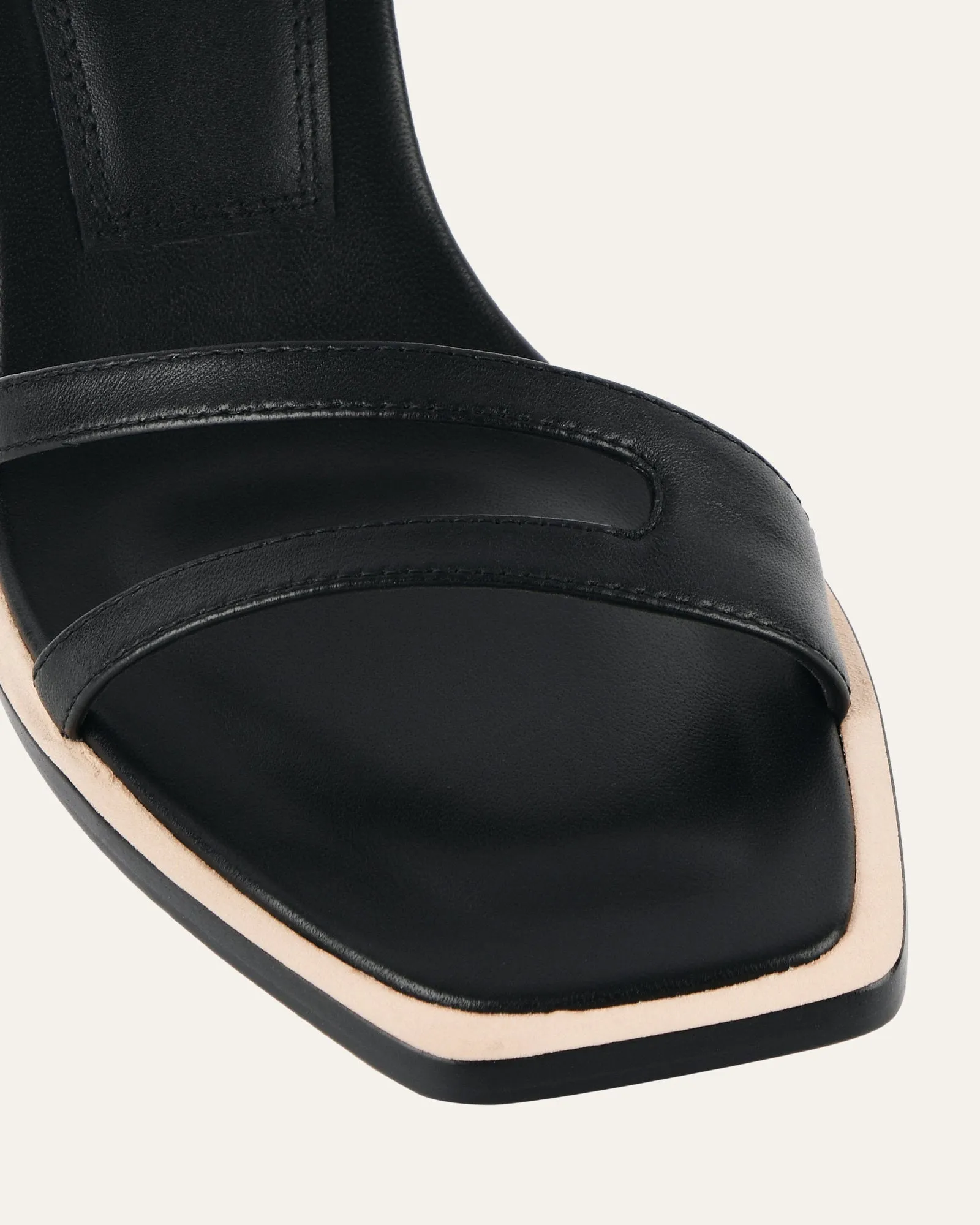 CASEY HIGH HEEL SANDAL BLACK LEATHER