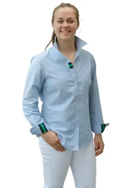 CASSIE BLOUSE - BLUE WITH NAVY/ GREEN